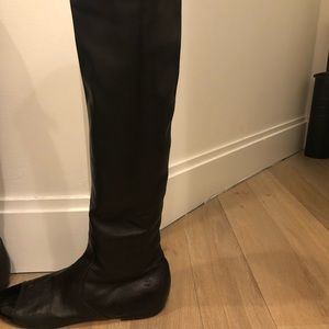 Chanel leather zip boots